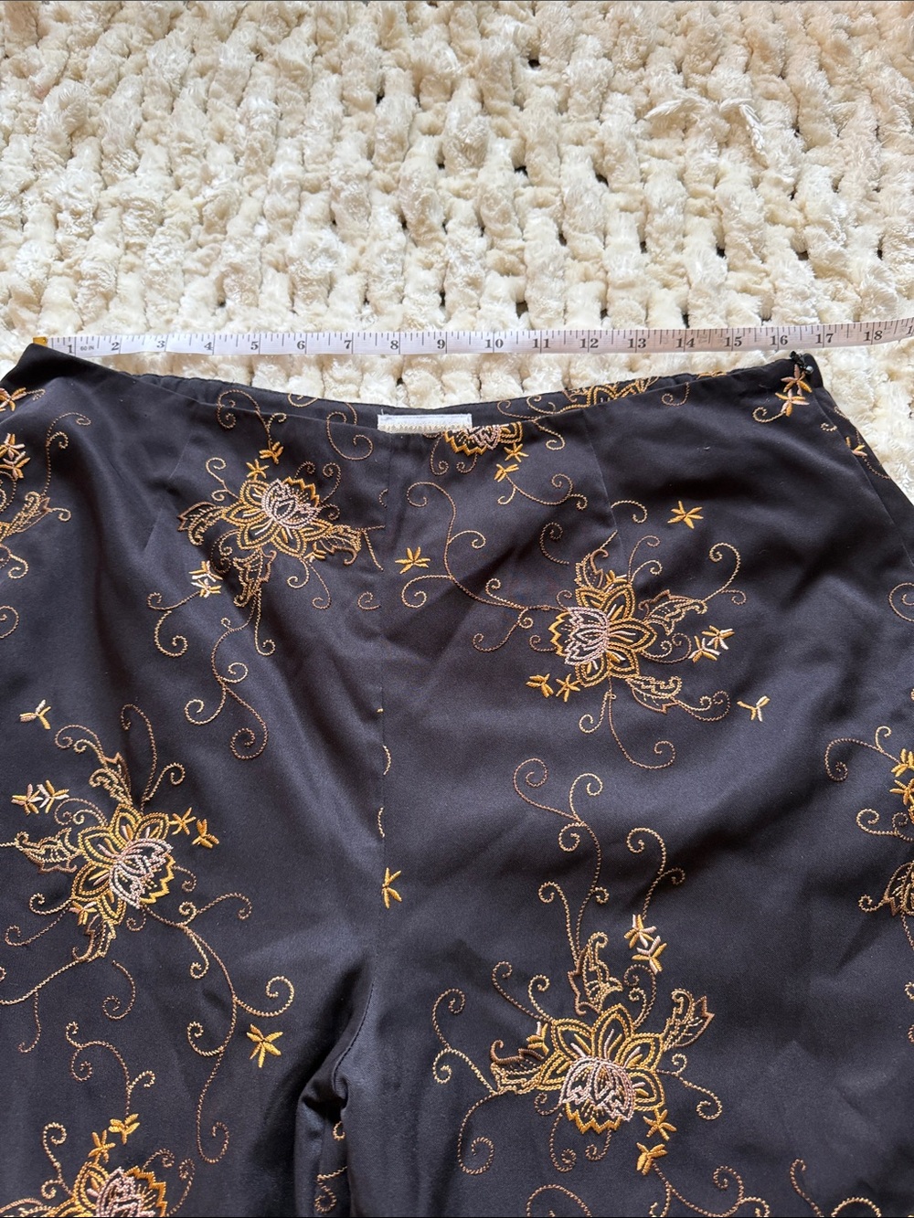 Coldwater Creek P14 Black Embroidered Floral Dress Pants - Picture 4 of 11